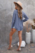 Textured Stripe Long Sleeve Button Front Henley Shirt
