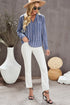 Textured Stripe Long Sleeve Button Front Henley Shirt