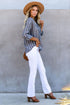 Textured Stripe Long Sleeve Button Front Henley Shirt