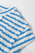 Textured Stripe Mixed Fabric Patchwork Short Sleeve Tee