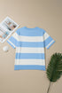 Textured Stripe Patchwork Knit Short Sleeve Sweater