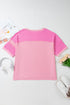 Textured Stripe Patchwork Waffle Knit T Shirt