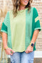 Textured Stripe Patchwork Waffle Knit T Shirt