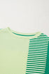 Textured Stripe Patchwork Waffle Knit T Shirt