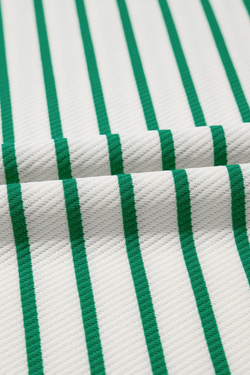 Textured Stripe Print Round Neck Tee