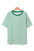 Textured Stripe Print Round Neck Tee
