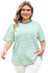 Textured Stripe Print Round Neck Tee