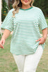 Textured Stripe Print Round Neck Tee