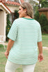 Textured Stripe Print Round Neck Tee