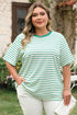 Textured Stripe Print Round Neck Tee