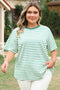 Textured Stripe Print Round Neck Tee
