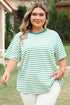 Textured Stripe Print Round Neck Tee