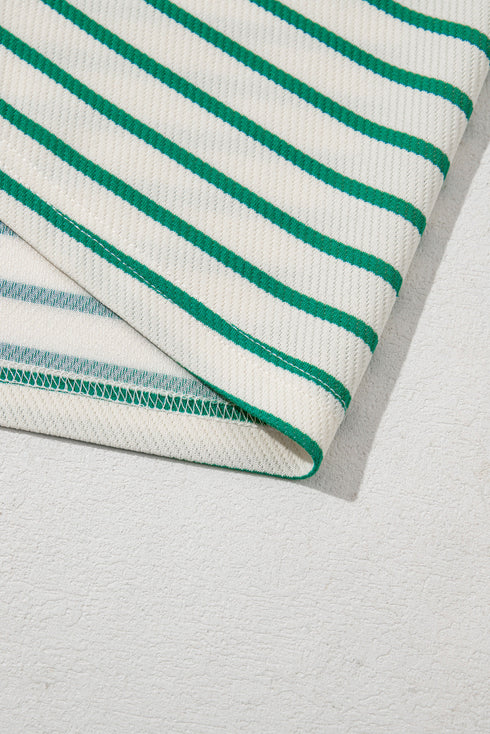 Textured Stripe Print Round Neck Tee