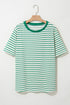 Textured Stripe Print Round Neck Tee