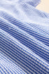 Textured Stripe Ruffle Sleeve Square Neck Crochet Detail Blouse
