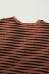 Textured Stripe Ruffle Trim Button Front Henley Top