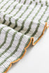 Textured Stripe Ruffle Trim Button Front Henley Top