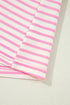 Textured Stripe Ruffled V Neck Puff Sleeve Blouse