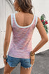 Textured Stripe Scoop Neck Ringer Tank Top