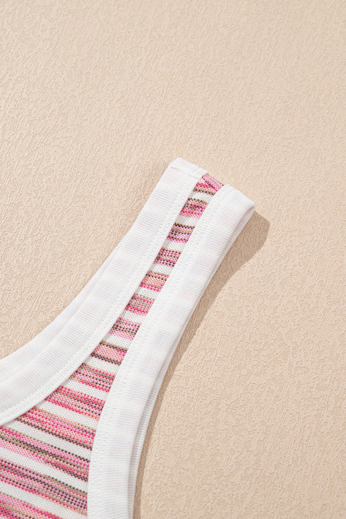 Textured Stripe Scoop Neck Ringer Tank Top