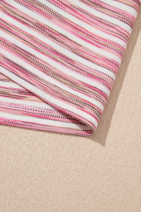 Textured Stripe Scoop Neck Ringer Tank Top