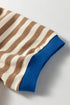 Textured Stripe Short Puff Sleeve Contrast Trim Tee