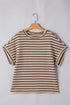 Textured Stripe Side Slit Crew Neck Casual Shirt