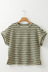 Textured Stripe Side Slit Crew Neck Casual Shirt