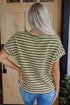 Textured Stripe Side Slit Crew Neck Casual Shirt