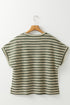 Textured Stripe Side Slit Crew Neck Casual Shirt