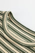 Textured Stripe Side Slit Crew Neck Casual Shirt