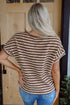 Textured Stripe Side Slit Crew Neck Casual Shirt