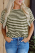 Textured Stripe Side Slit Crew Neck Casual Shirt