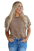 Textured Stripe Side Slit Crew Neck Casual Shirt