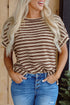 Textured Stripe Side Slit Crew Neck Casual Shirt