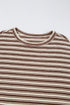 Textured Stripe Side Slit Crew Neck Casual Shirt