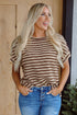 Textured Stripe Side Slit Crew Neck Casual Shirt