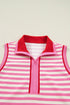 Textured Stripe Sleeveless Zip Collar Accent Trim Two Piece Dress
