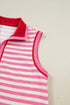 Textured Stripe Sleeveless Zip Collar Accent Trim Two Piece Dress