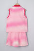 Textured Stripe Sleeveless Zip Collar Accent Trim Two Piece Dress