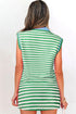 Textured Stripe Sleeveless Zip Collar Accent Trim Two Piece Dress