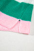 Textured Stripe Split Neck Cap Sleeve Knit Top