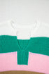 Textured Stripe Split Neck Cap Sleeve Knit Top