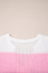 Textured Stripe Split Neck Cap Sleeve Knit Top