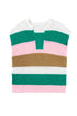 Textured Stripe Split Neck Cap Sleeve Knit Top