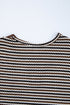 Textured Stripe Split Neck Long Sleeve Top