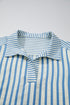 Textured Stripe Three Quarter Sleeve Collared Blouse
