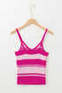 Textured Stripe V Neck Knit Cami Top