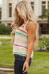 Textured Stripe V Neck Sleeveless Sweater Knit Top