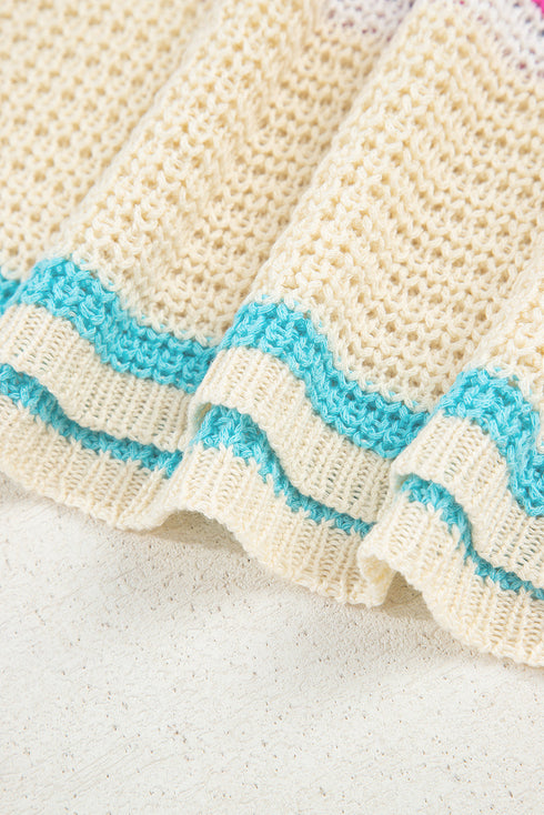 Textured Stripe V Neck Sleeveless Sweater Knit Top